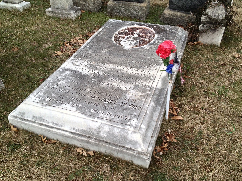 Patriotic decoration added to Mr Menken's grave stone.